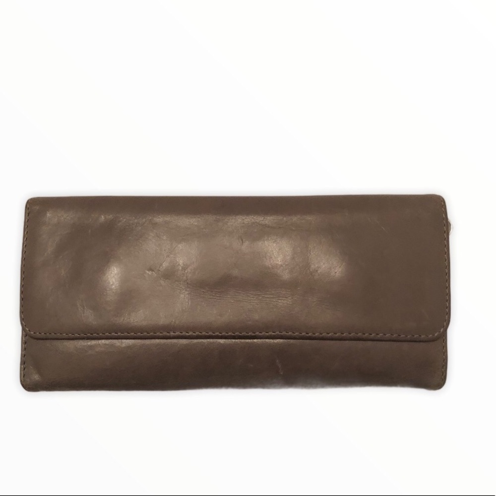 Hobo tri fold leather gray wallet